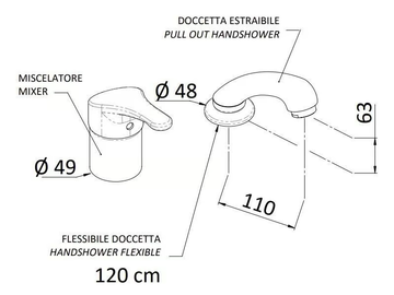 EPIC 306-E2 - Single handle washbasin mixer with spray by Rubinetterie Mariani - view 3